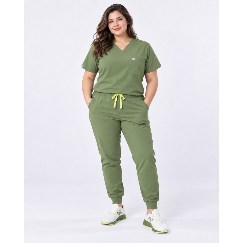 FIGS Technical Collection Moss Green Scrub Set XL Top XXL Jogger Bottoms